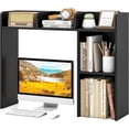 thumbnail image 1 of MONGJI Desktop Bookshelf, Countertop Storage Hutch with Shelves for Computer Desk, Desk 3-Tier Display Rack, Multipurpose Wood Desktop Hutch Storage Organizer for Dorm Office (Black,5 Shelves), 1 of 9