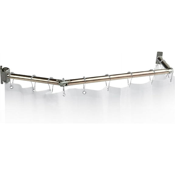 MONGJI EXT-3542S Extend-A-Shower RV Rod Hinged Folding Adjustable Shower Curtain Rod for RV and Camper Bathrooms, Durable Space-Saving Design, Satin Finish, 35"-40" Openings