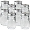 thumbnail image 1 of MONGJI Glass Flute Mason Jar, Regular Mouth, Pint Size, 16 OZ (Pack of 8), 1 of 7