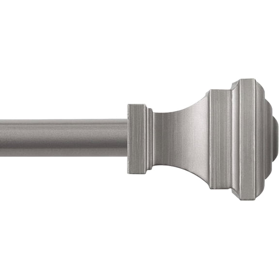 MONGJI  KN75245 Fast Fit Easy Install Milton Square End Decorative Window Curtain Rod, 66-120" Adjustable Length, Pewter Finish, 5/8" Diameter Steel Tube