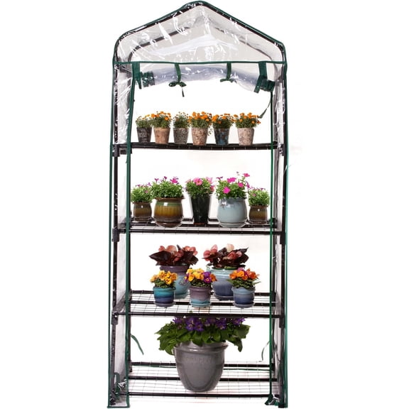 MONGJI R687 4-Tier Mini Greenhouse, 27" Long x 18" Wide x 63" High Black