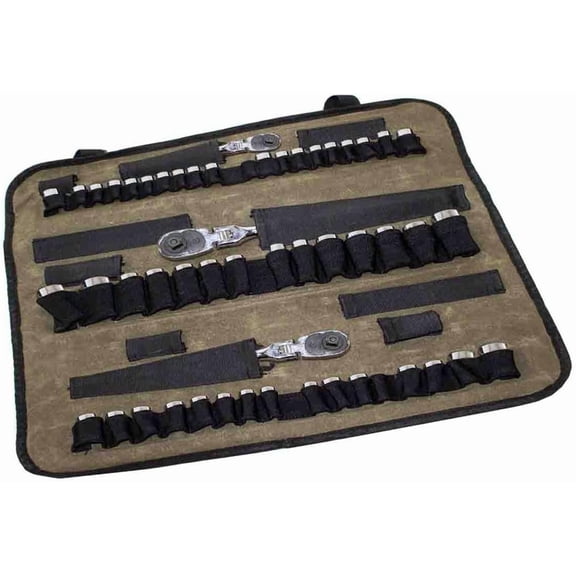 MONGJI Rolled Socket Organizer Storage Bag - #16 Premium Waxed Canvas - Storage for 50 sockets and 10 extra storage pockets for Ratchets