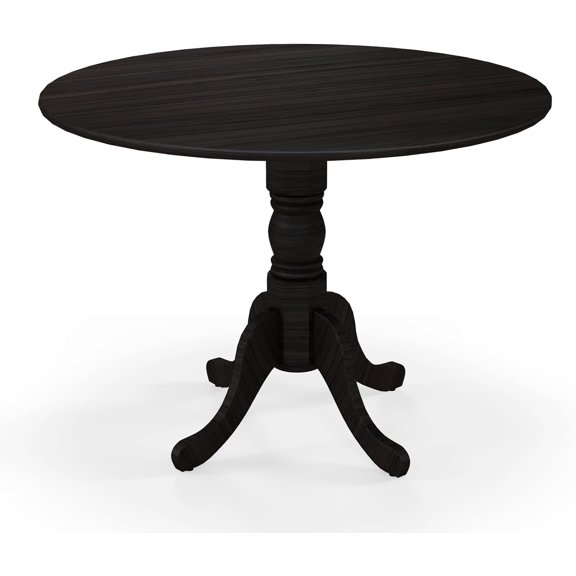 MONGJI Round Dining Table, 39" D X 29" H, Rubber Wood Pedestal Table W/Round Tabletop & Curved Trestle Legs, 4-Person Dinner Table for Kitchen, Dining Room, Restaurant (Black)