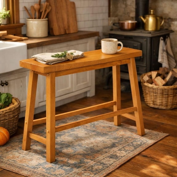 MONGJI Sonoma Counter Height Backless Bench - Honey Oak Finish