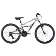 Mongoose Limestone Mountain Bike 24-inch Wheels, 21 Speeds, Silver