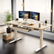 MONINXS Height Adjustable Standing Desk,Electric Stand Up Table with Keyboard Tray for Home/Office/WFH,55"*24"