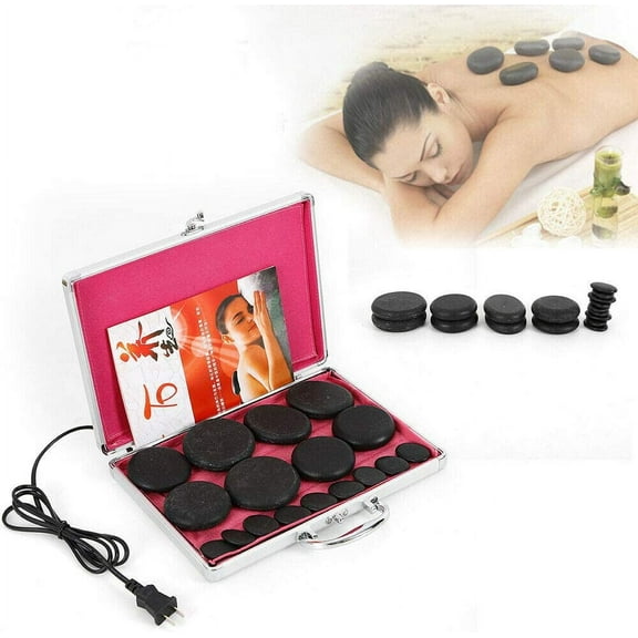 MONIPA 16Pcs Massage Stones Therapy Hot Stones Massage Rocks Professional Portable Massage Circle Oval Shape Stone Heater Kit