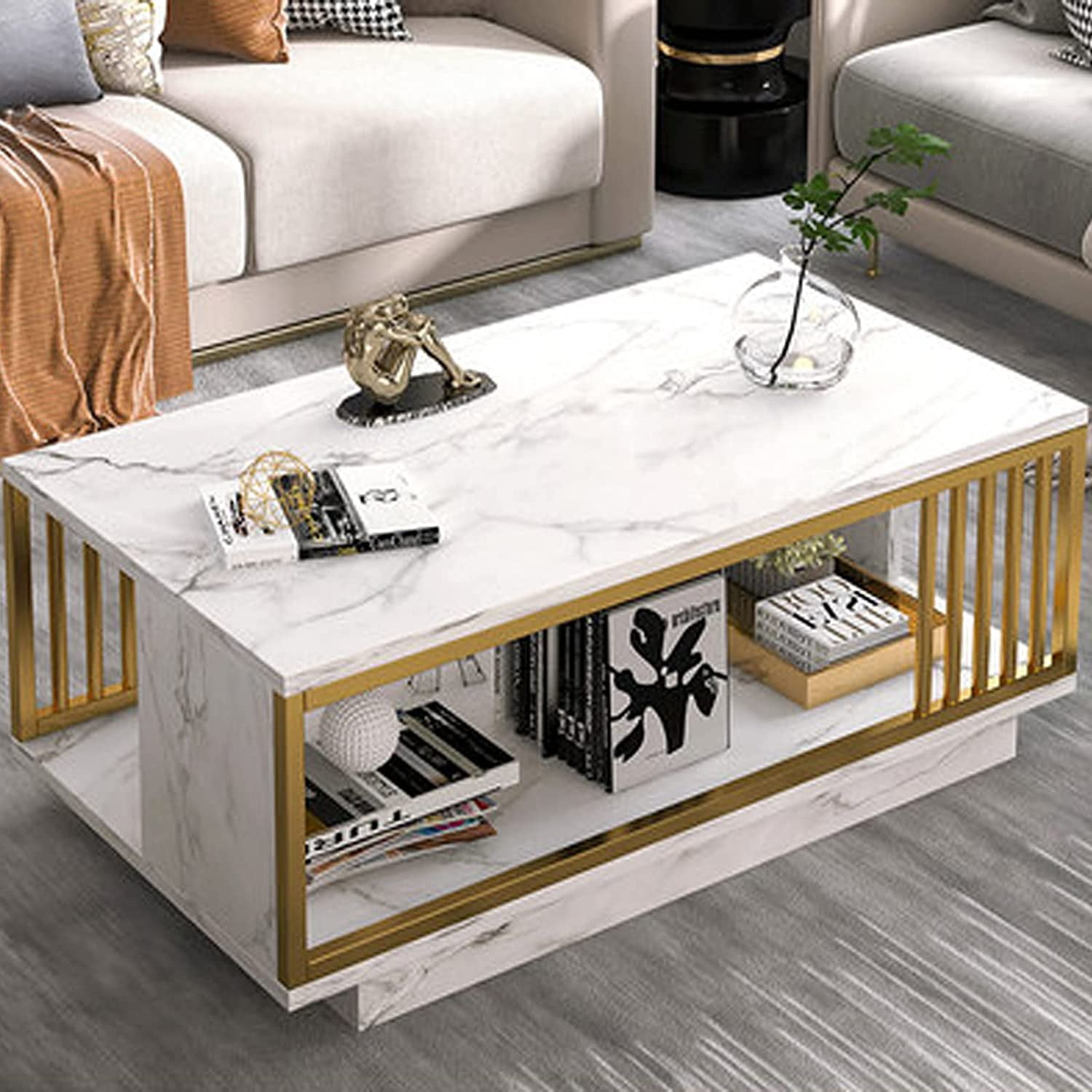 MONIPA 2 Tier Modern Side Table Waiting Area Table Rectangular