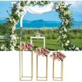 thumbnail image 1 of MONIPA 3 Pcs Gold Flower Holder Columns Centerpieces for Home Party Wedding Decorations, Rectangular Flower Display Rack, 1 of 8