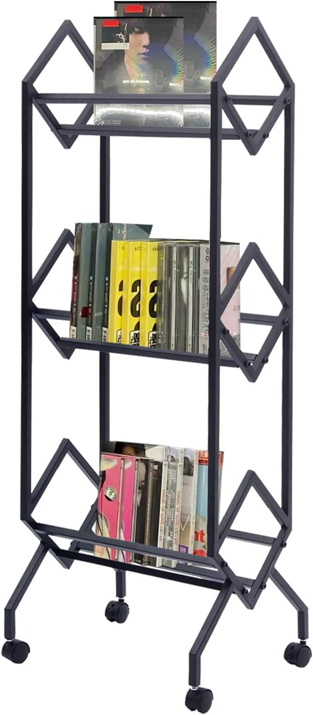 MONIPA 3 Tier Vinyl Record Stand Mobile Rack with Casters for Storage ...