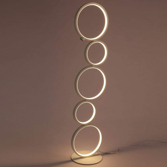 MONIPA 35.5 Inch Tall LED Floor Lamp Modern Ring Style for Bedroom Living Room Kids Room Study Room Standing, 3 Brightness Levels Dimable with Touch Switch, 3000K Warm White