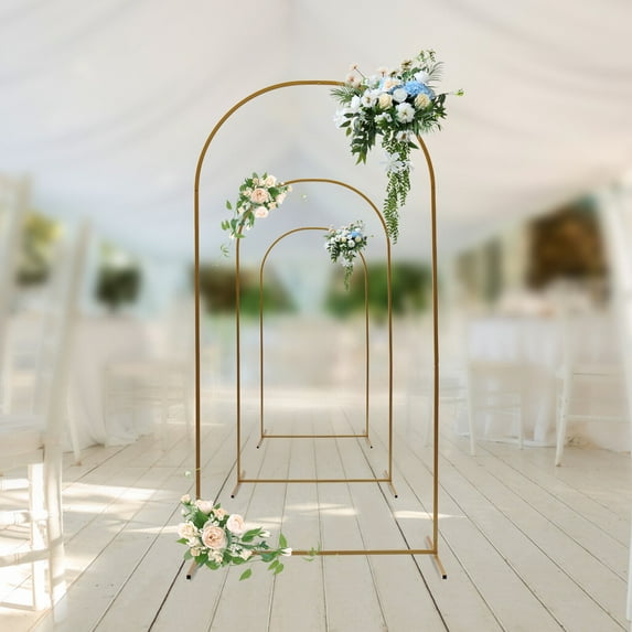 MONIPA 3pcs Wedding Stand Gold Arch Backdrop Shelf For Ceremony Party Venue Decor Frame