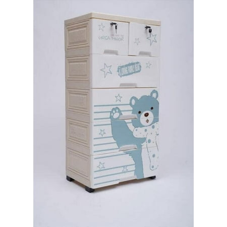 MONIPA 6 Drawers Plastic Dresser Cartoon Tower Closet Organizer with Wheels Suitable for Apartments Condos And Dorm Rooms (Polar Bear Pattern)