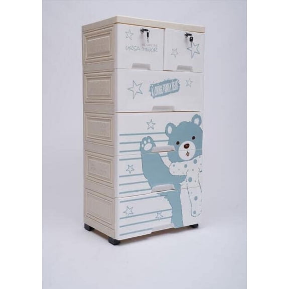 MONIPA 6 Drawers Plastic Dresser Cartoon Tower Closet Organizer with Wheels Suitable for Apartments Condos And Dorm Rooms (Polar Bear Pattern)