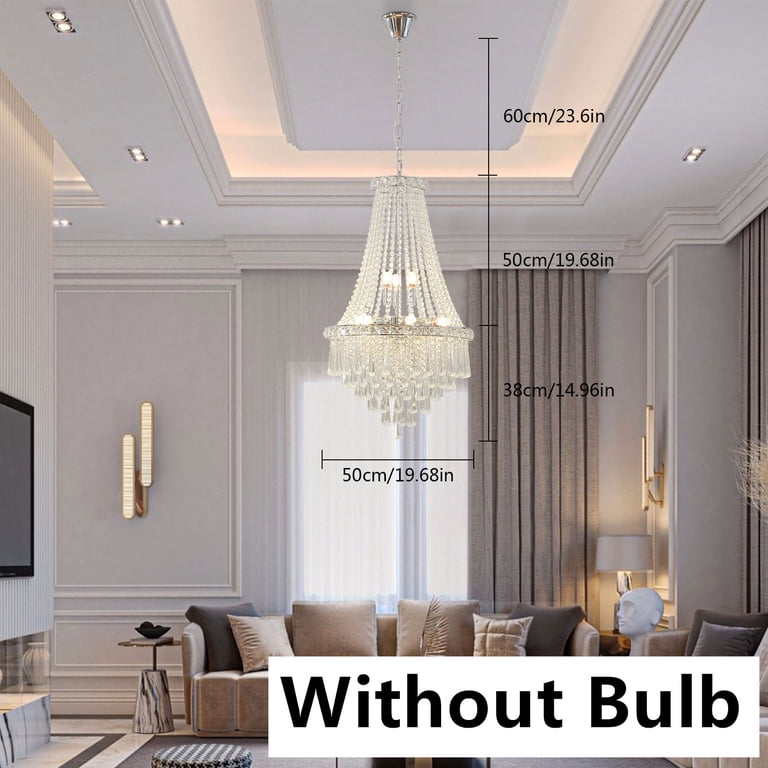 Modern Crystal Chandelier - 8-Light, Chrome & K9 Crystal, Adjustable Chain (20-35 Inch), For Dining Room, Foyer