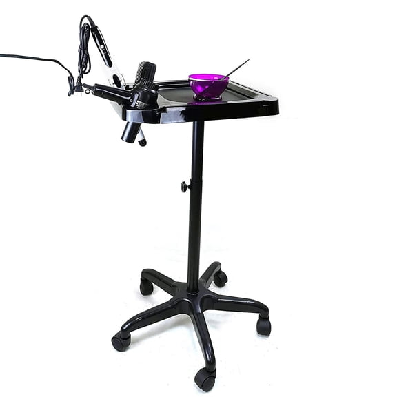 MONIPA Adjustable Premium Aluminum Salon Rolling Tray Cart, Beauty Trolley Cart Equipment for Salon Tattoo Spa Barbershop Pet Shop (Black)