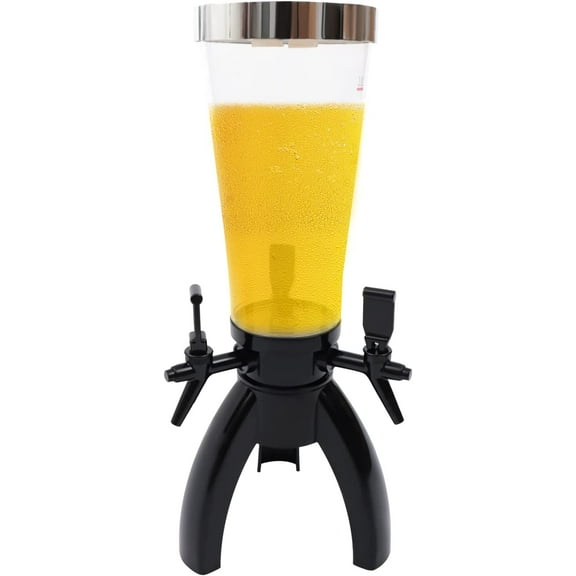 MONIPA Black Liquor Dispenser 3L Beer Tower Dispenser, Beer Tower Drink Dispenser with 3 Tap and Freeze Tube, for Party, Restaurant, KTV, Barbecue Restaurant