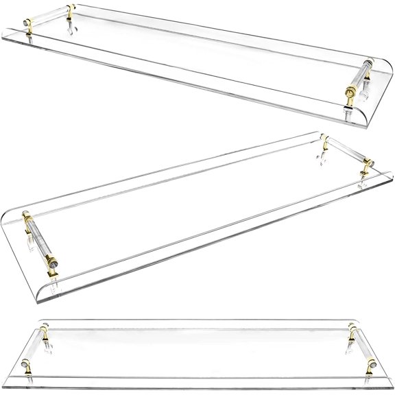 MONIPA Clear Acrylic Bathtub Caddy Tray Luxury Bathroom Bath tub Table Caddy Tray with Gold Handle for Putting Books Wine