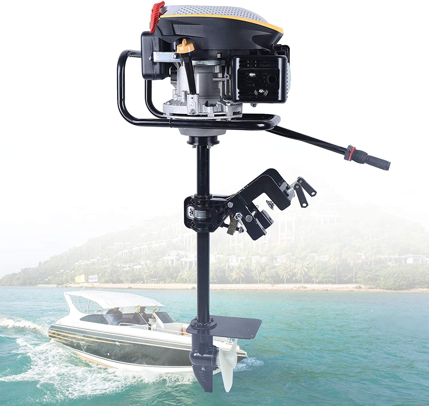 MONIPA Heavy Duty 9 HP 4-Stroke Outboard 225cc Boat Motor with Air Cooling System