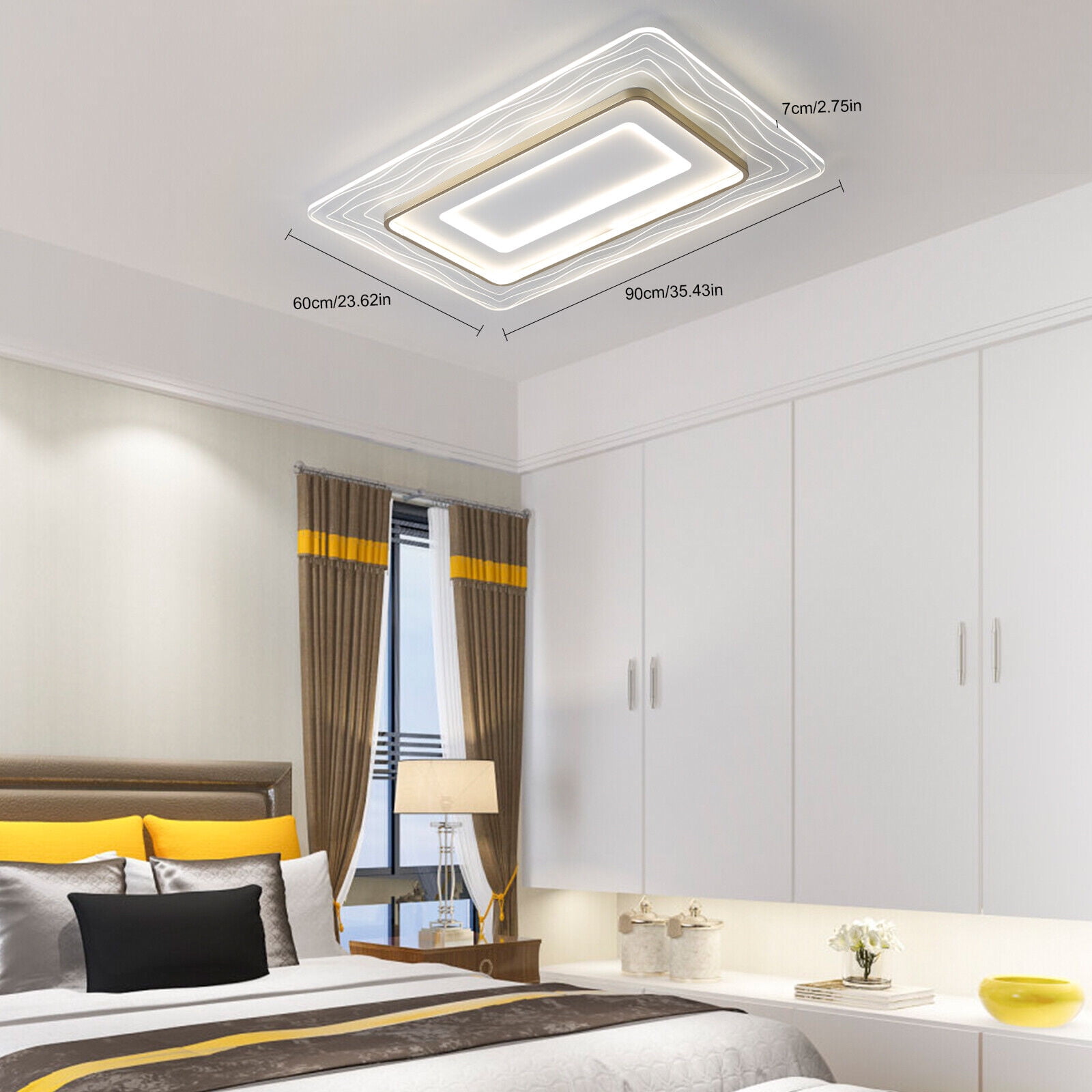 MONIPA LED Rectangle Chandelier Semi Flush Mount Ceiling Light Fixture ...
