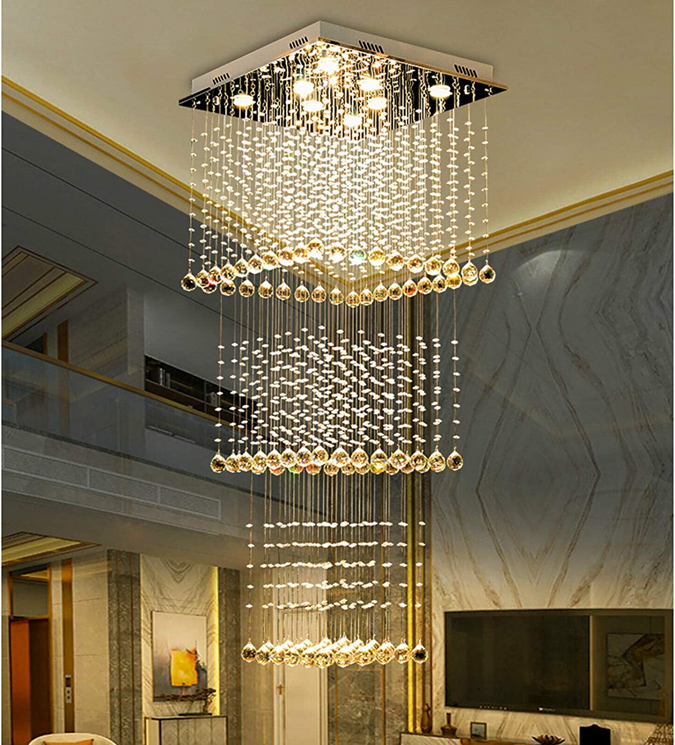 MONIPA Modern Chandelier LED Ceiling Light Luxury K9 Crystal Ceiling Lamp For Stairwell Dining Room Restaurant Hall GU10