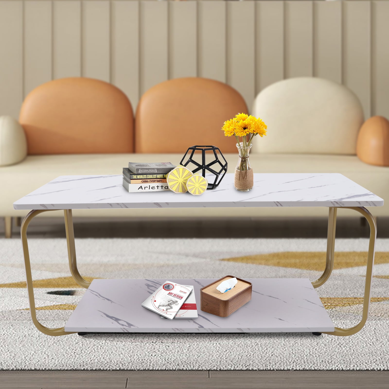 MONIPA Modern Glossy Coffee Table Modern High Gloss Coffee Table W/Drawer End Table Living Room ...