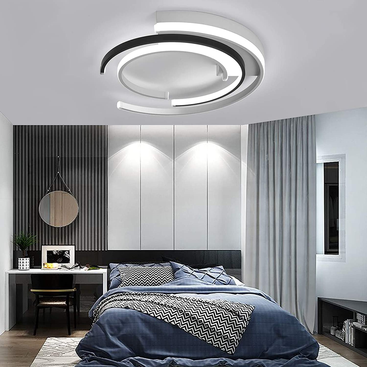 MONIPA Modern LED Acrylic Light Creative Circular Ceiling Lamp Lighting Simple Personality Romantic Light for Living Room/Bedroom (Cool Light)