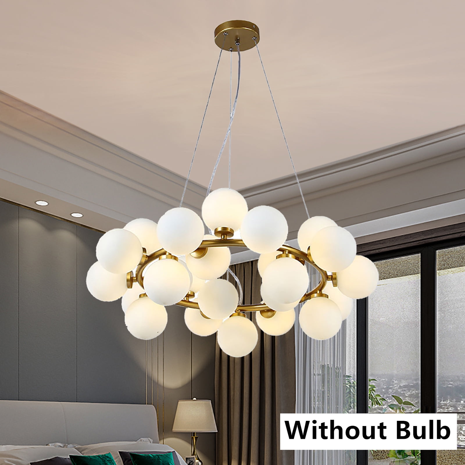 MONIPA Modern Modo 25 Round Glass DNA LED Chandelier Pendant Lamp Ceiling lamp Fixture, Modern Ceiling Pendant Chandelier for Dining Room Bedroom Living Room, 27.1 X 8.9 Inch