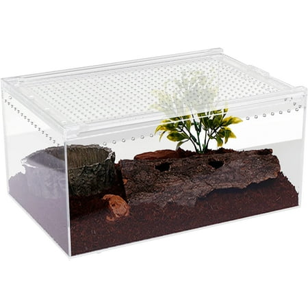 MONIPA Portable Pet House Terrarium Cage Magnetic Acrylic Reptile Feeding Box Enclosure Transparent Reptile Breeding Box for Insect Tarantula Scorpion Spider Invertebrates and Insect