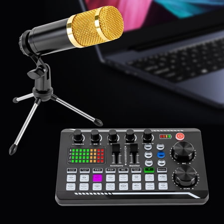 MONIPA Portable Podcast Equipment Bundle, Audio Interface With DJ Mixer and Sound Mixer