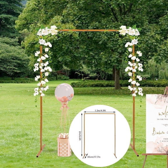 MONIPA Rectangular Wedding Backdrop Arch Rack Golden Metal Flower Balloon Arch Stand