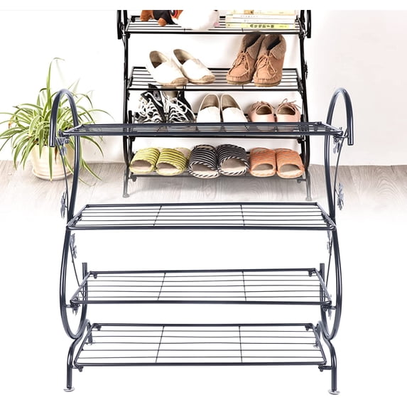 MONIPA Shoe Rack, 4-Tier Metal Shoe Organizer Storage Shelf Outdoor Hold 12-15 Pairs of Shoes for Closets, Hallway, and Entryway