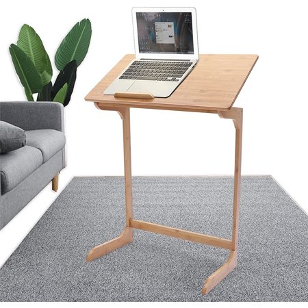 MONIPA Sofa Side Table Portable Couch End Table Laptop Desk Bamboo Adjustable Over-Bed Table with Height Adjustment for Living Room Bedroom