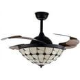 thumbnail image 1 of MONIPA Tiffany Ceiling Fan 42-inch Adjustable Retro with Retractable Blade in 3 Colors and 3 Speeds for Bedroom Living Room (black), 1 of 6