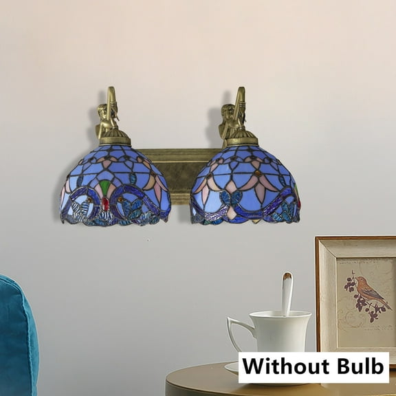 MONIPA Tiffany Stained Glass Style Vanity Lighting Wall Sconce Lamps with Shade Blue