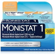 MONISTAT 1-Day Treatment Combination Pack 1 Ovule insert, 1 Contoured disposable applicator, 1 Tube of external itch relief cream