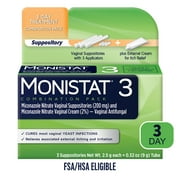 Monistat 3 Day Yeast Infection Treatment, 3 Miconazole Suppository Inserts & External Itch Cream