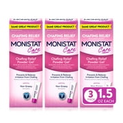 MONISTAT Care Chafing Relief Powder Gel, Anti-Chafe Protection, 1.5 oz, 3 Pack