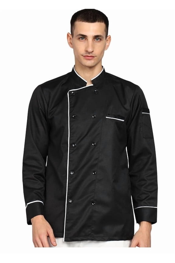 Men's Multi-Color Piping 3/4 Sleeve Chef Coat, Culinary Uniform for Food Service and Bakers Cooking Apparel