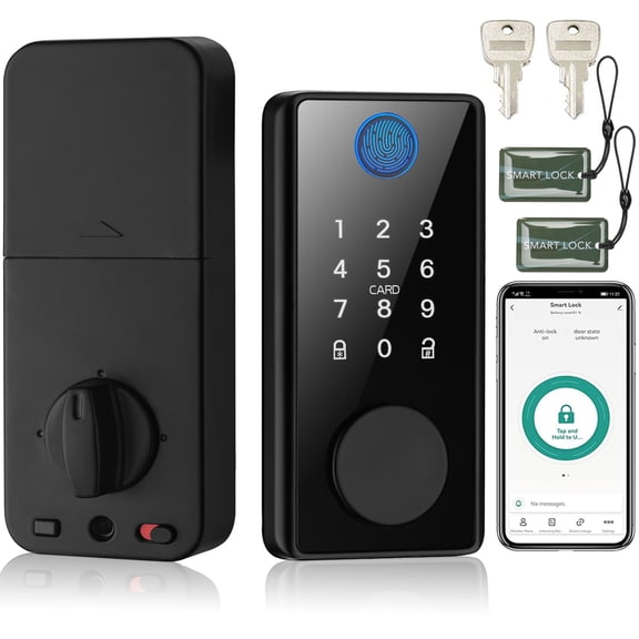 MONKEMON Smart Lock,Fingerprint Door latch Keyless Entry Bluetooth Door Lock Wireless Electronic Deadbolt with Touchscreen Keypad,IC Card,Key,APP Remote Control for Home,Office