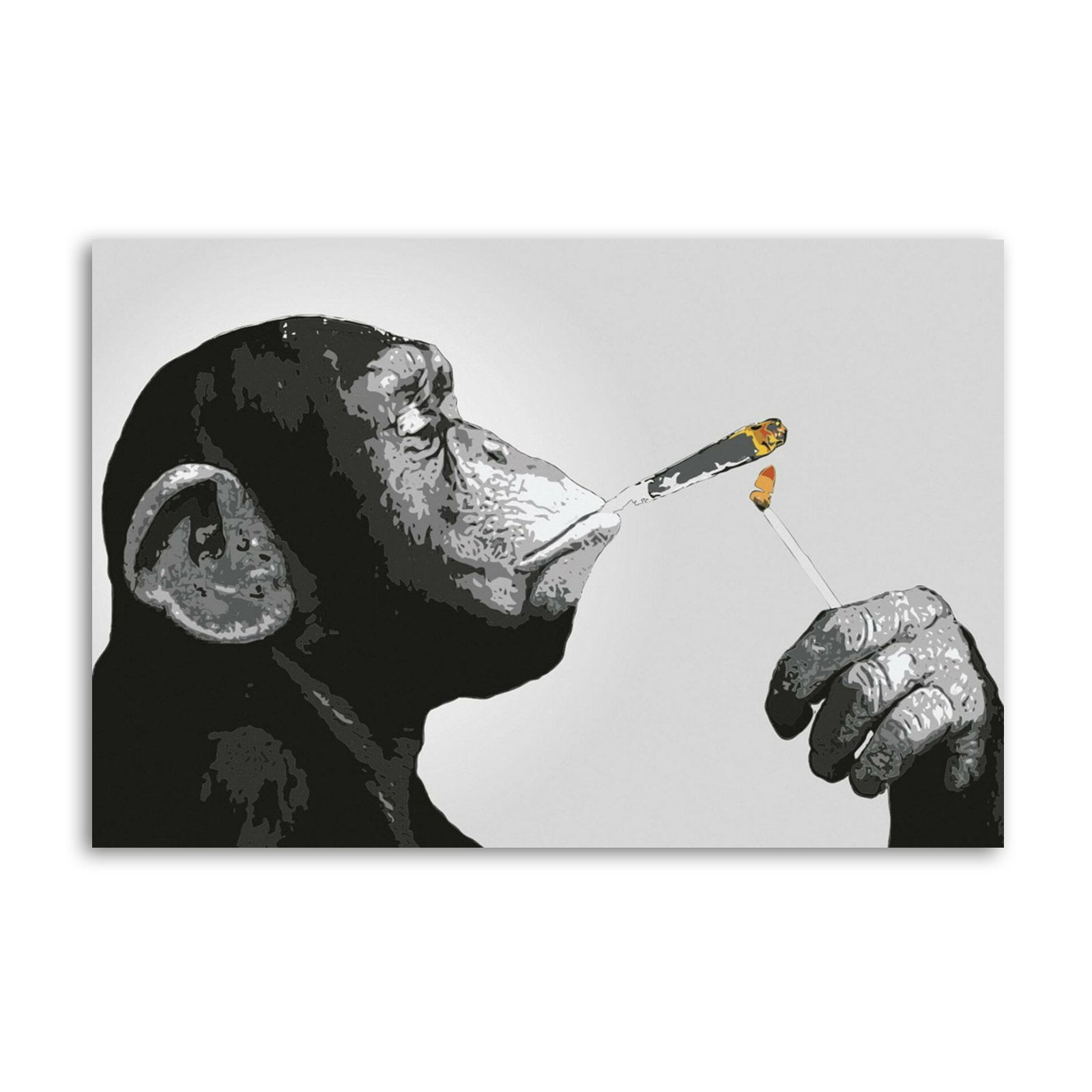 MONKEY CHIMP SMOKING SPLIFF BANKSY Wall Art Picture Painting Poster ...