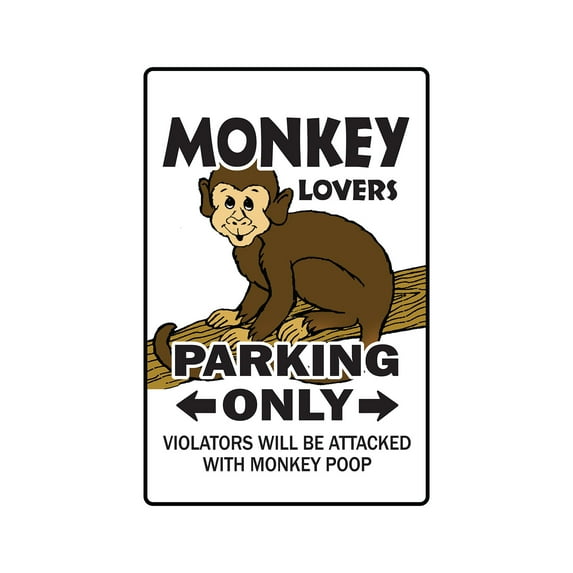 MONKEY LOVERS Parking Aluminum Sign primate animal collectable | Indoor/Outdoor | 18" Tall