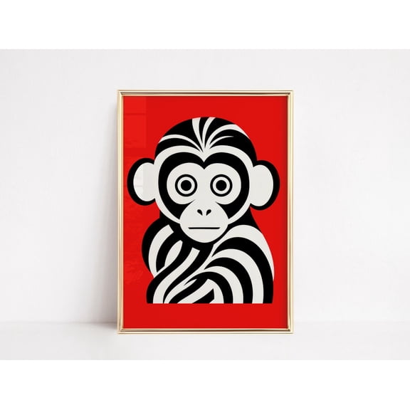 MONKEY, Retro Home Wall Art, toddler room, Animals Safari Farm African, Eclectic Gallery Unframed Paper Print