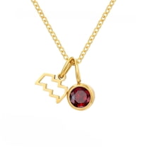 MONMONDAY 12 Zodiac Birthstone Pendant 18k Gold Plated Women's Necklace, Festival Gift