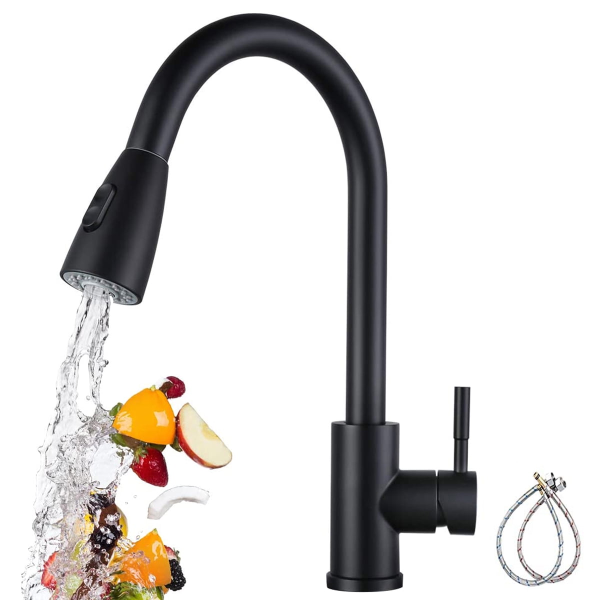 MONOBIN Stainless Steel Kitchen Faucet, High Arc, Pull Down Sprayer ...