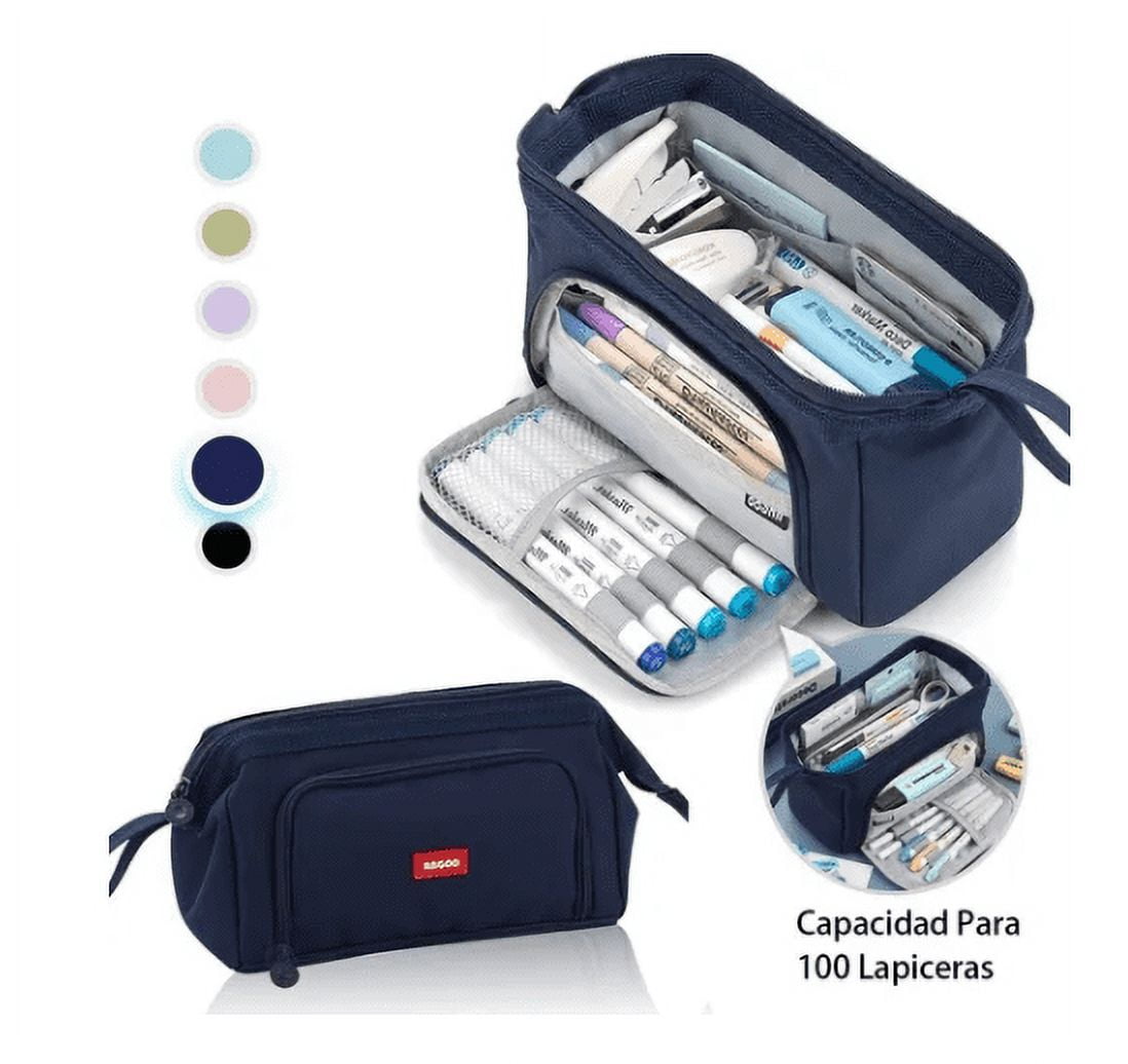 MONOBIN Large Capacity Canvas Pencil Case, Black - Walmart.com