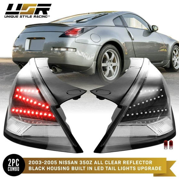 MONOCHROME Black/Clear Z Red LED Tail Light Set L+R For 03-05 Nissan 350Z Z33