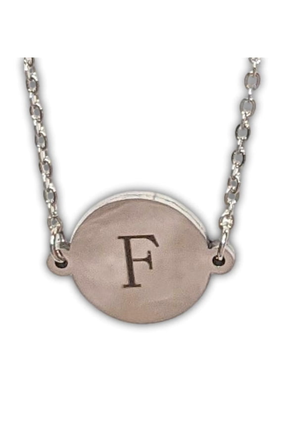 MONOGRAM INITIAL Pendant Necklace - LETTER F - 18" Chain - by Puka Creations