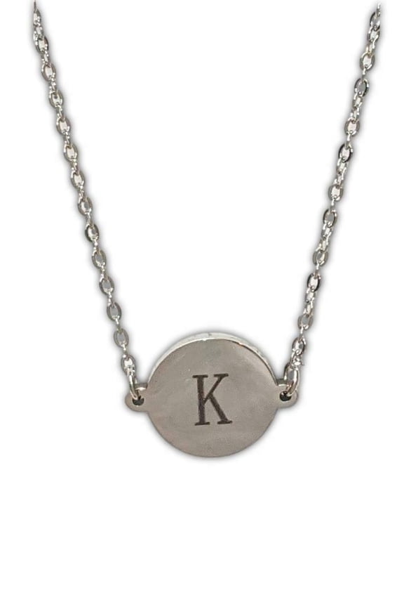 MONOGRAM INITIAL Pendant Necklace - LETTER K - 18" Chain - by Puka Creations