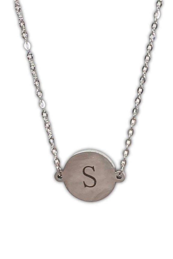 MONOGRAM INITIAL Pendant Necklace - LETTER S - 18" Chain - by Puka Creations